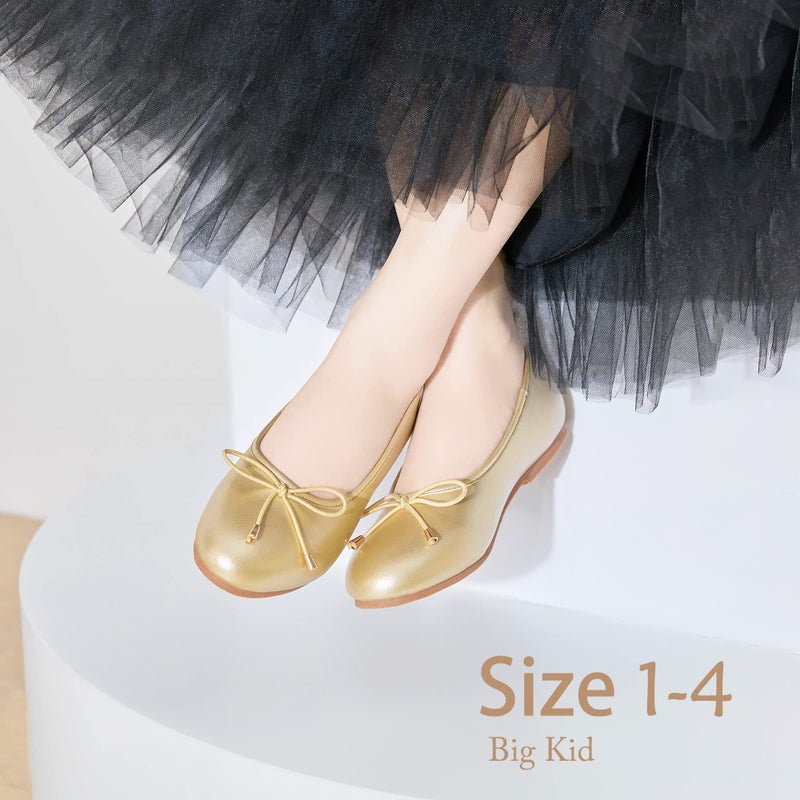 Felix & Flora Girls Mary Jane Flat Dress Shoe for Toddler Little Kid Party School (8 Toddler,Gold) - Image 3